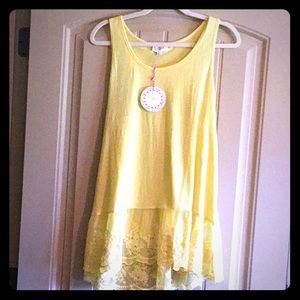 Umber lace trim tank/tunic